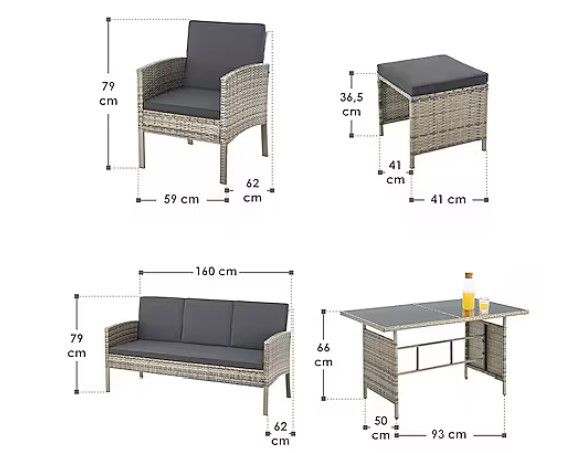 Juskys Turin Polyrattan 6 tlg. Outdoor Sitzgruppe mit Tisch für 293,94€ (statt 380€)