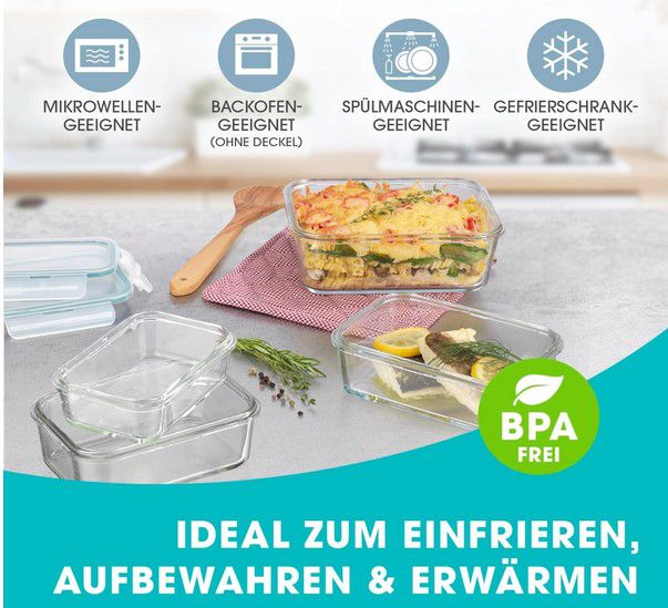 GOURMETmaxx Klick it 12er Glas Frischhaltedosen Set mit Deckel für 54,99€ (statt 70€)