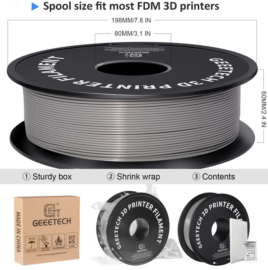 Geeetech PLA Filament Grau 1.75mm 1kg/Rolle für 8,15€ (statt 19€)