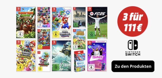 🎮 3 Nintendo Switch Spiele für 111€   über 1.000 Games zur Auswahl