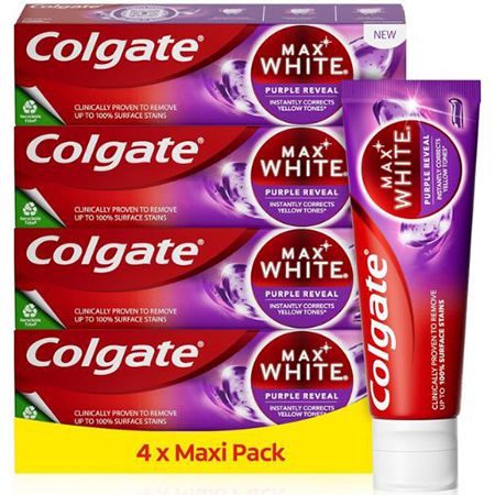 4er Pack Colgate Max White Purple Reveal Zahnpasta, je 75ml ab 8,81€ (statt 14€)