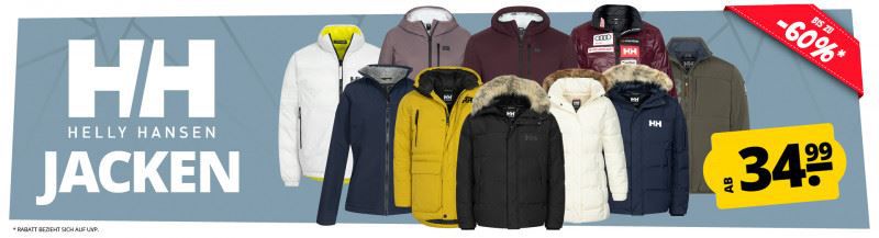 Helly Hansen Jacken Sale ab 34,99€ + 5€ Gutschein   z.B. 1877 Jacke ab 49,99€ (statt 85€)