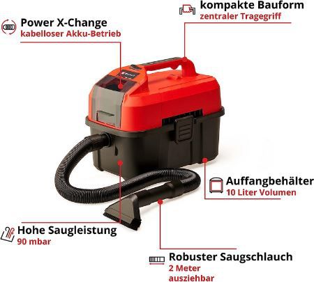 Einhell TE VC 18/10 Li Solo Akku Nass Trockensauger für 52,99€ (statt 63€)