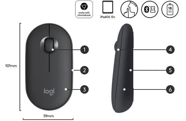 Logitech M350 Pebble Kabellose Bluetooth & 2.4 GHz Maus für 14,89€ (statt 24€)