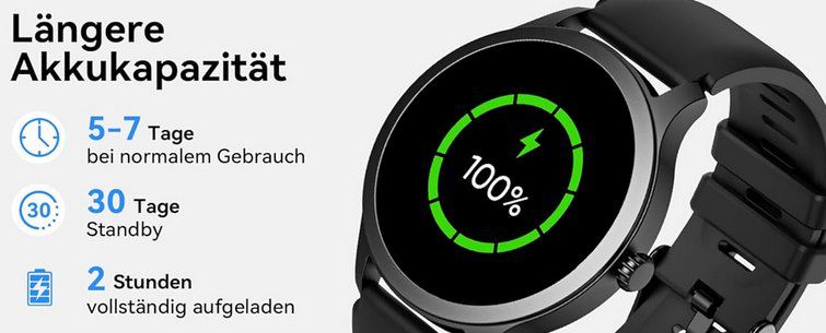 Tensky Smartwatch mit 100 Sportmodi, Herzfrequenz & SpO2 für 19,79€ (statt 50€)