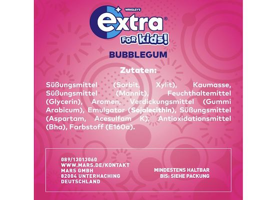 12x 8 Extra For Kids   Zuckerfreier Kaugummi für Kinder für 8€ (statt 12€)