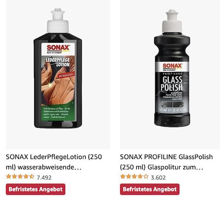 Amazon: Sonax Autopflegeprodukte reduziert z.B. Textil  & LederBürste für 5,82€ (statt 9€)