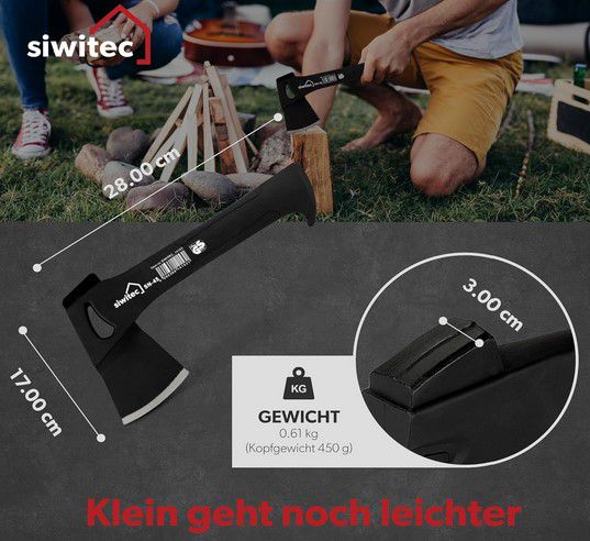 siwitec SN 45 Camping Axt mit Kunststoffgriff für 14,99€ (statt 23€)