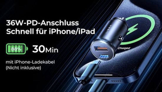 LISEN 48W PD & QC 3.0 USB C Zigarettenanzünder Adapter für 7,99€ (statt 13€)