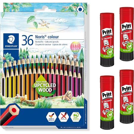 36er Pack Staedtler Noris colour Buntstifte Set inkl. 4 Pritt Klebestifte für 8,24€ (statt 15€)