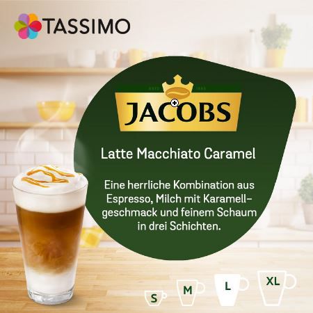 5er Pack Tassimo Jacobs Latte Macchiato Caramel, 5 x 8 Kapsel ab 17,95€ (statt 28€)