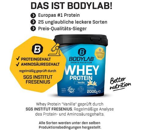 4kg Bodylab Whey Protein + 2kg Creatine Powder für 90€ (statt 144€)