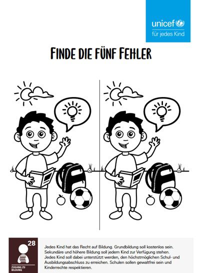 Noch verfügbar! Unicef: Kinder   Mal  & Rätselbuch gratis