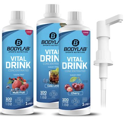 🥤 3 x 1 Liter Vital Zero Drink in versch. Sorten + Dosierpumpe für 22,90€ (statt 36€)