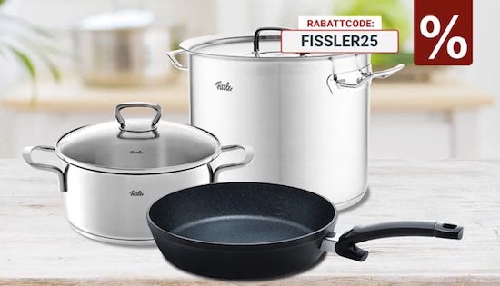 🥘 Zurbrüggen: 25% Rabatt auf Töpfe & Pfannen von Fissler