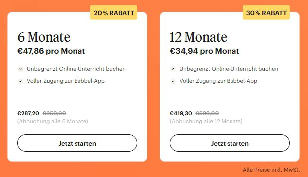 Babbel Live: Bis zu 30% Rabatt auf Online Sprach Unterricht mit Lehrkräften