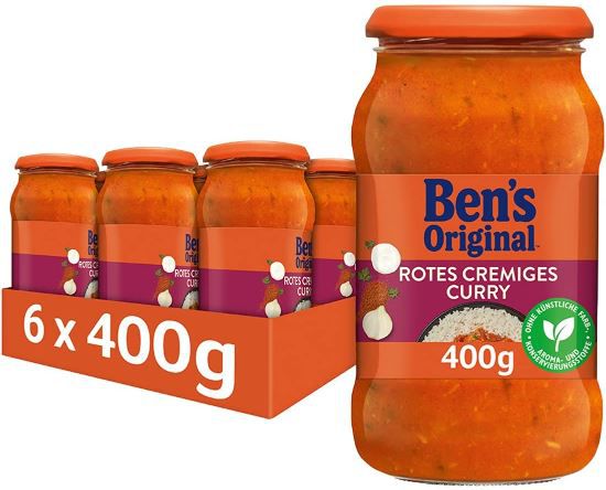 6er Pack Bens Original Rotes Cremiges Curry Sauce, je 400g ab 9,44€ (statt 15€)