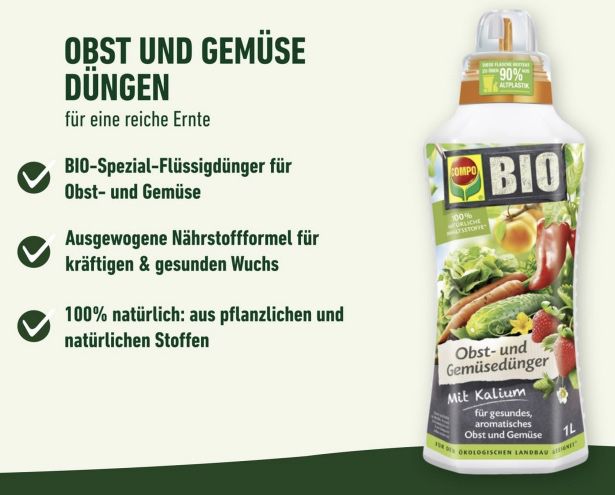 COMPO BIO Obst  & Gemüsedünger natürlicher Spezial Flüssigdünger für 4,97€ (statt 9€)