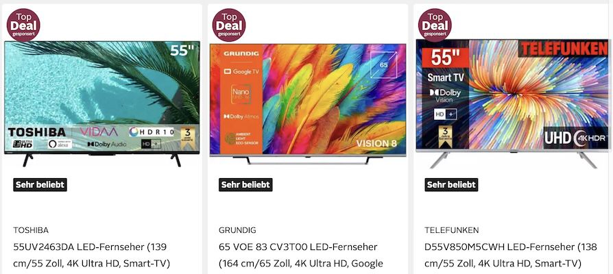 OTTO: 15% Rabatt auf Samsung TVs & Soundbars z.B. Grundig LED Fern­se­her für 298,20€ (statt 345€)