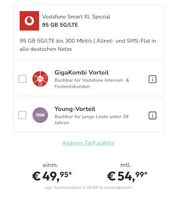 🍏 Apple iPhone 15 Pro für 49,95€ + Vodafone 95GB für 54,99€ mtl. + 200€ Bonus