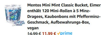 120 kleine Rollen Mini Mentos Mint Classic ab 11,99€ (statt 19€)