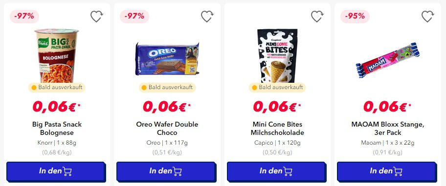 Motatos: Rabatte auf Lebensmittel mit kurzem MHD   z.B. Gratis Barilla Nudeln o. 6 Artikel für je 0,06€