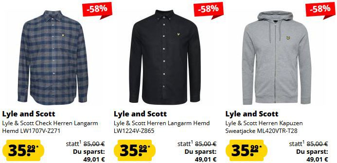 Lyle & Scott Neuheiten Sale ab 14,99€   z.B. Leder Sneaker ab 19,99€ (statt 64€)