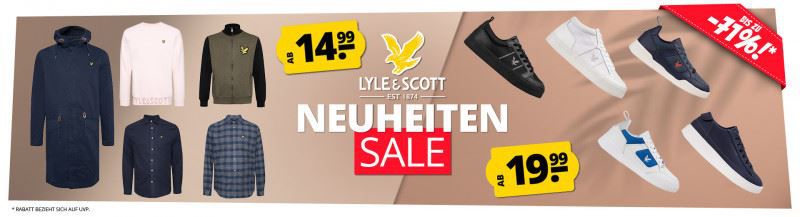 Lyle & Scott Neuheiten Sale ab 14,99€   z.B. Leder Sneaker ab 19,99€ (statt 64€)