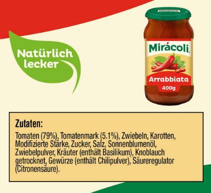 6er Pack Miracoli Pasta Sauce Arrabiata, je 400g ab 9,97€ (statt 17€)