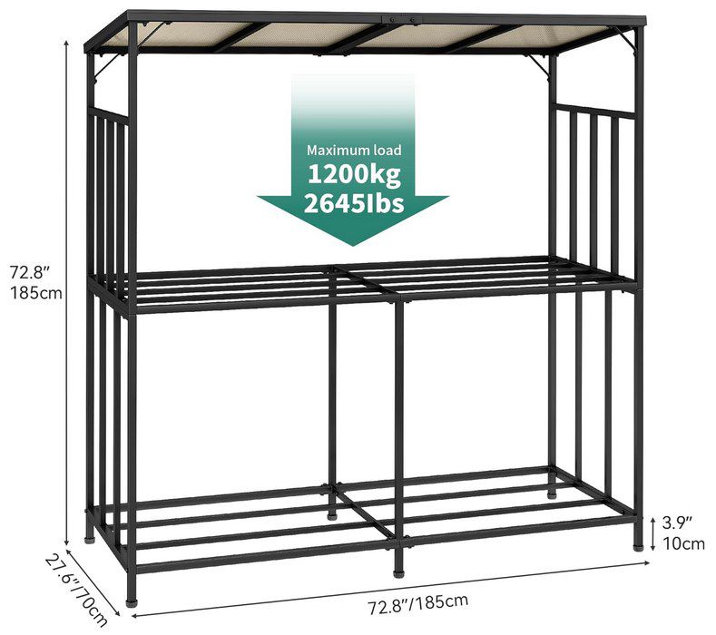 YITAHOME Metall Kamin  Brennholzregal mit 2 Etagen für 137,16€ (statt 196€)