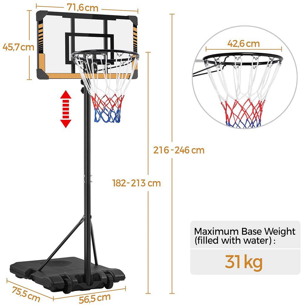 Yaheetech höhenverstellbarer Basketballkorb mit Rollen für 56,99€ (statt 80€)