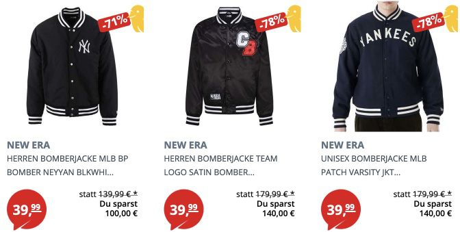 Verschiedene New Era MLB Bomberjacken für je 44,98€ (statt 70€)