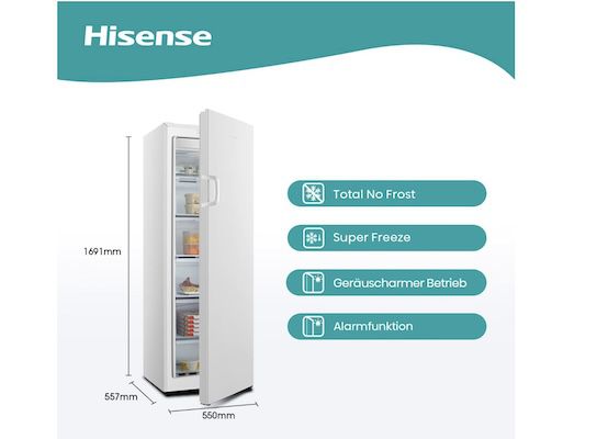 Hisense FV245N4AW2 Gefrierschrank mit 219 kWh/Jahr für 352€ (statt 431€)