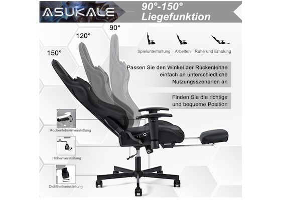 Asukale Gaming Stuhl mit Fußstütze für 103,49€ (statt 147€)