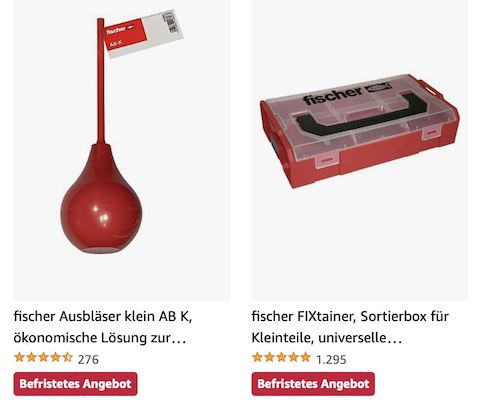 Amazon: Fischer Dübel & Befestigungstechnik reduziert z.B. Premium Bausilikon für 11€ (statt 14€)