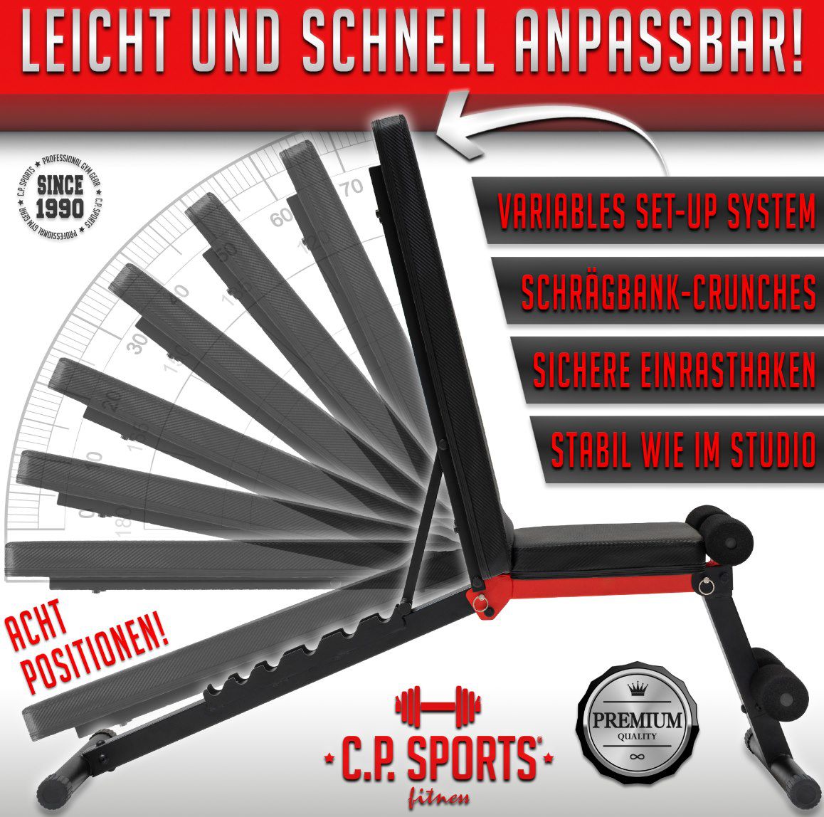 C.P. SPORTS klappbare Hantelbank bis 200 oder 300kg ab 59,99€ (statt 76€)