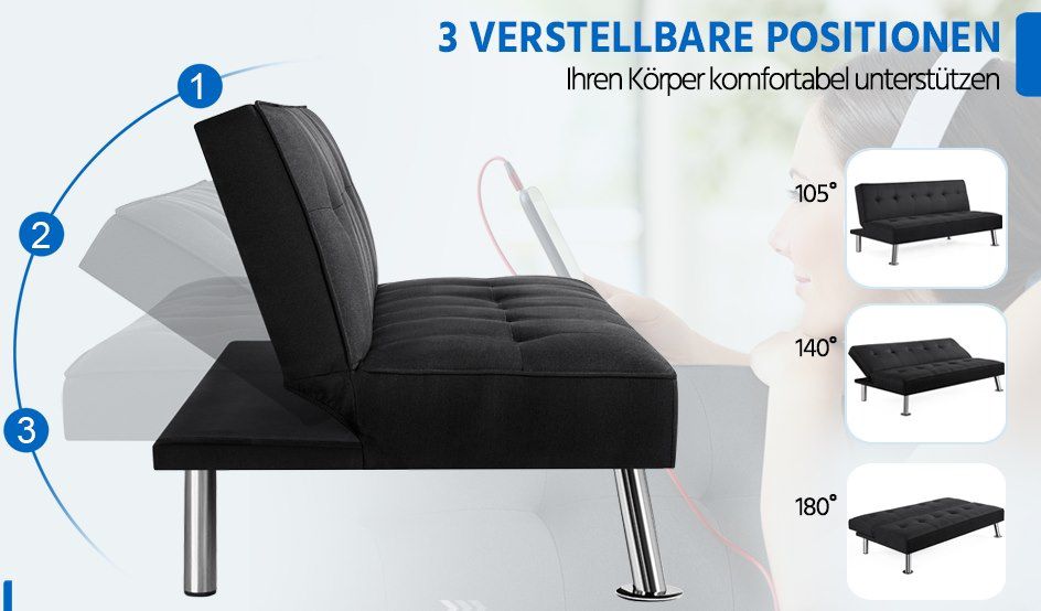 Yaheetech Schlafsofa mit Liegefläche 166,5 x 92 cm für 121€ (statt 149€)