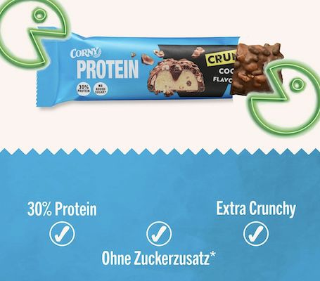 12x Corny Protein Crunchy Cookie Flavor 30% Protein Riegel für 18,65€ (statt 28€)