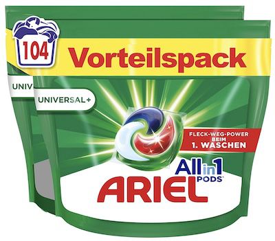 3x 104er Pack Ariel Waschmittel Pods All in 1 für 65,36€ (statt 90€)