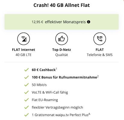 Vodafone Allnet 40GB für eff. 12,99€ mtl. dank 160€ Bonus