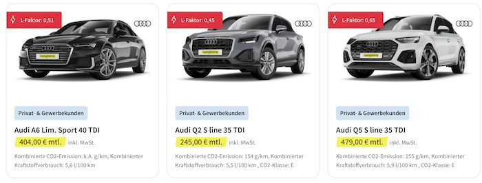 Audi Gebrauchtwagen Wochen Jahreswagen im Leasing