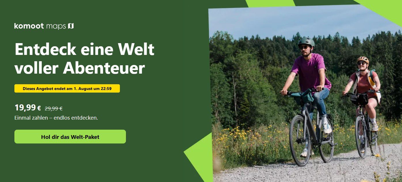 Komoot App Welt Paket Wandern & Biken (Neukunden) für 19,99€ (statt 30€)