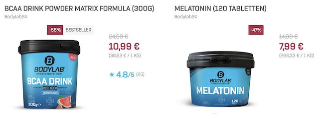 💪 Bodylab Lagerabverkauf + 10% extra   z.B. 120x Omega 3 Kapseln 8,99€ (statt 13€)