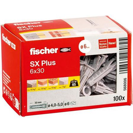 100er Pack fischer Spreizdübel SX Plus 6 x 30 für 4,43€ (statt 9€)