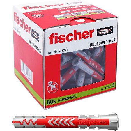 50er Pack fischer DuoPower FH 8x65 Dübel für 4,57€ (statt 8€)