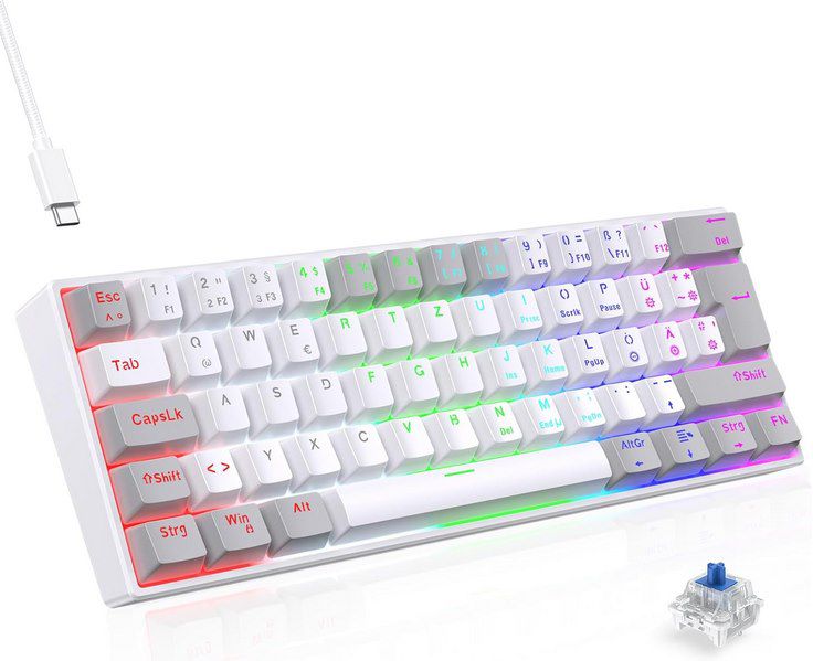 TECURS mechanische Gaming Tastatur mit Anti Gosting & LEDs für 23,99€ (statt 35€)