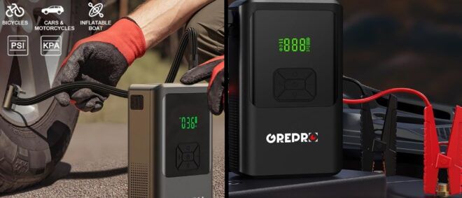 GREPRO 3000A 5 in 1 Starthilfe Powerbank mit Kompressor für 59,99€ (statt 120€)