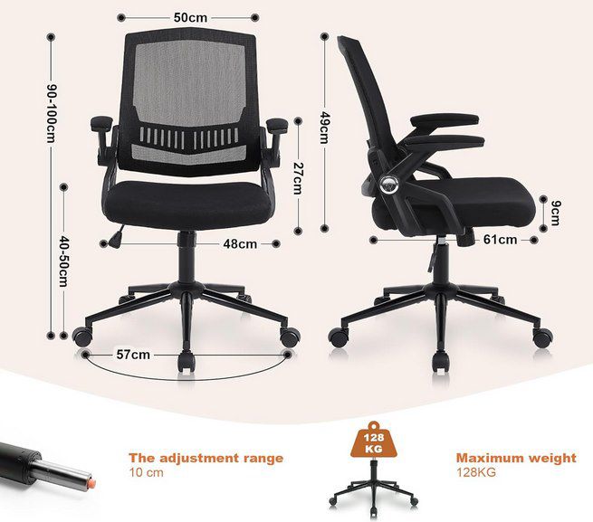 Ermnois Bürostuhl mit hochklappbaren Armlehnen für 69,99€ (statt 80€)