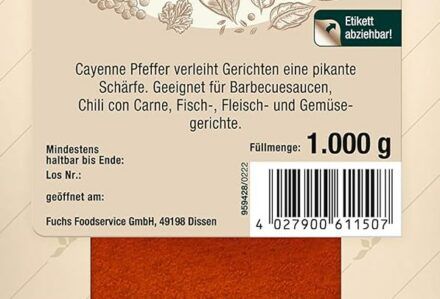 🌶 Fuchs Cayenne Pfeffer / Chili gemahlen 1kg (!) für 10,45€ (statt 17€)