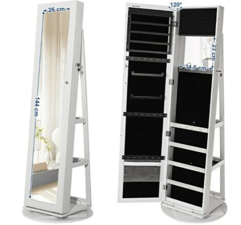 SONGMICS Drehbarer Schmuckschrank mit Spiegel für 89,99€ (statt 113€)